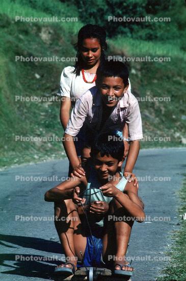 Boys, Himalayan Foothills, Nepal, Araniko Highway