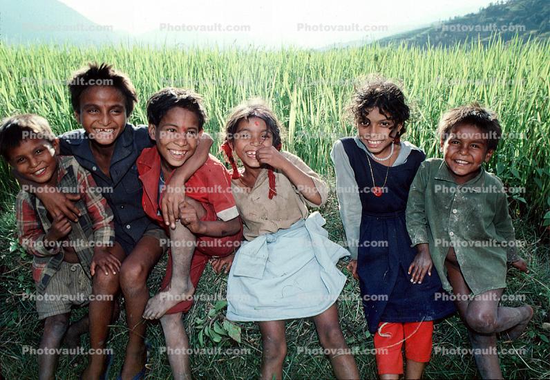 Girl, Boys, Smiles, Himalayan Foothills
