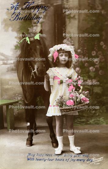 RPPC, Girl, Basket, 1910's
