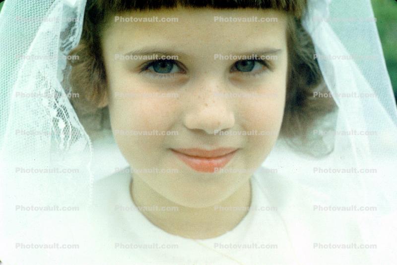 Girl, First Holy Communion, Smile, 1950s