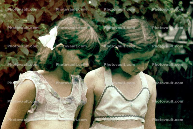 Girls, Sisters, Siblings, Retro, Backyard, Akron Ohio, 1940s