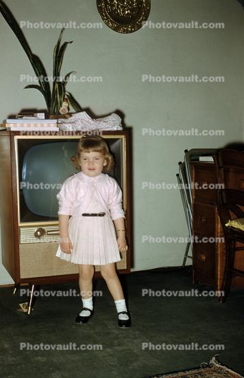 Little Girl in front of a Television, 1950s