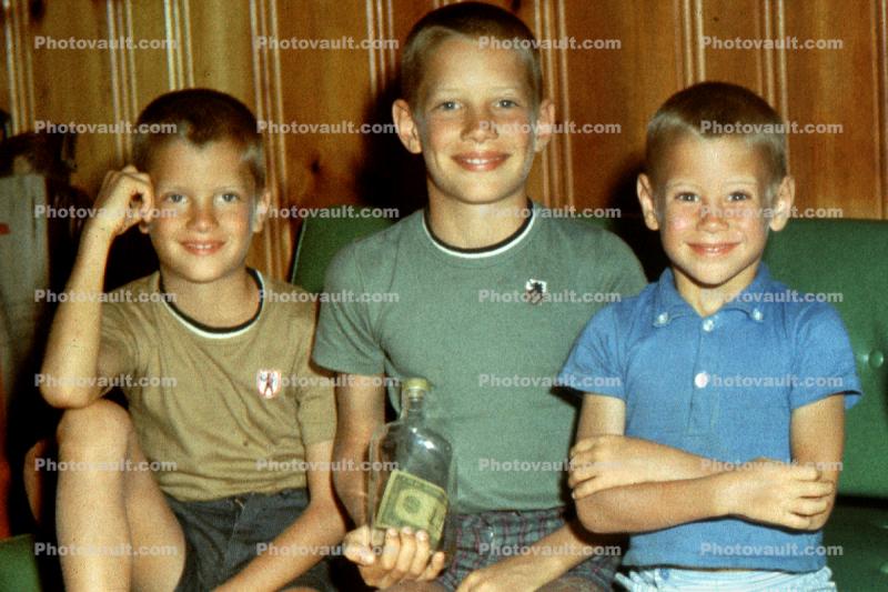 Boys, Smiling, Siblings, 1950s