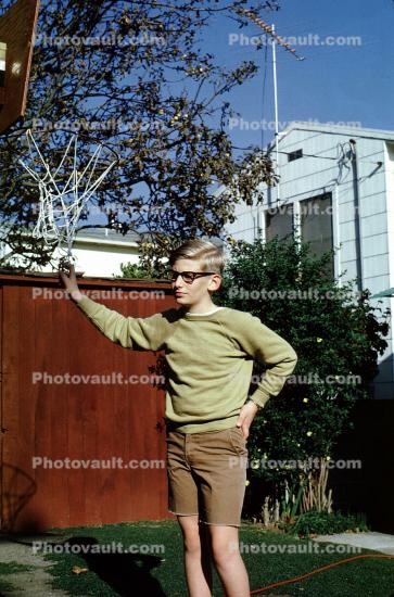Boy, Glasses, Shorts, Shirt, Backyard, The Wonder Years, December 1969, 1960s