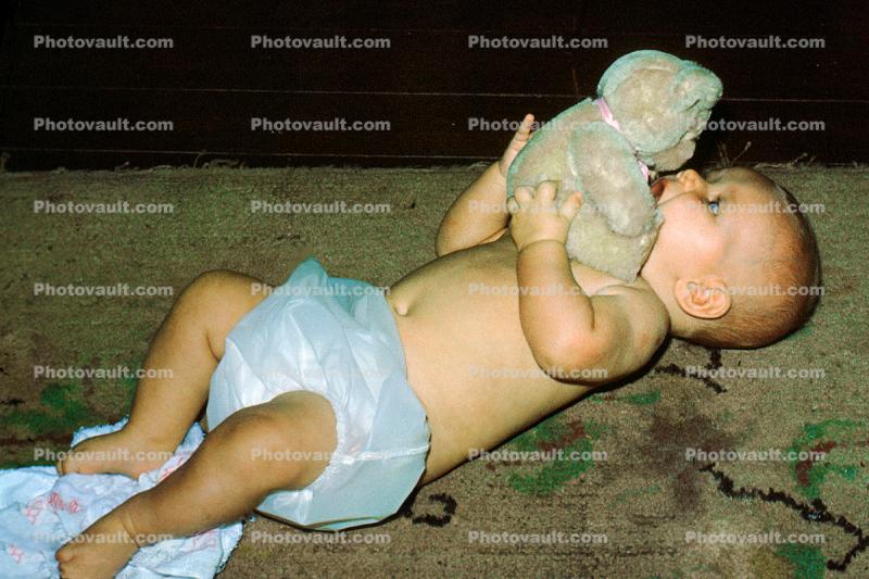Baby Boy, Diapers, toddler, teddy bear, 1950s