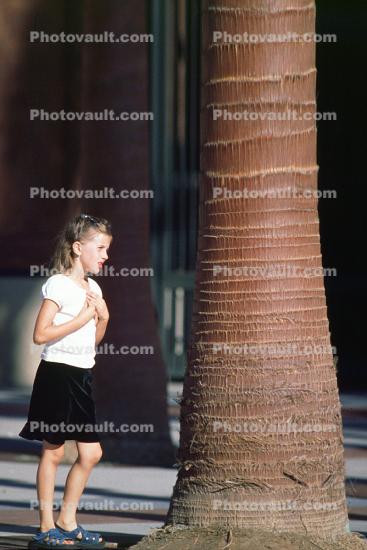 Girl walking, tree, dress, 1950s
