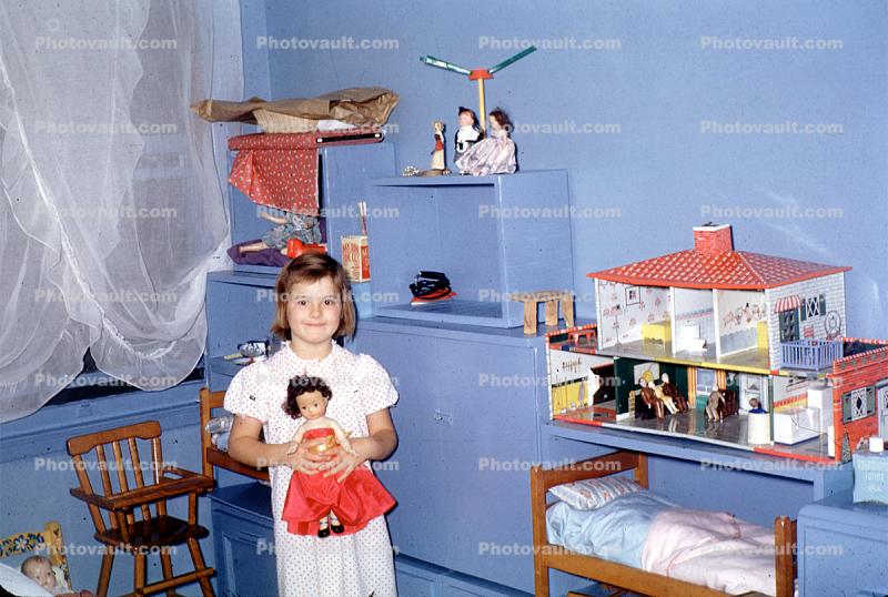 Girl, Doll, Bedroom, Peggy, 1960s