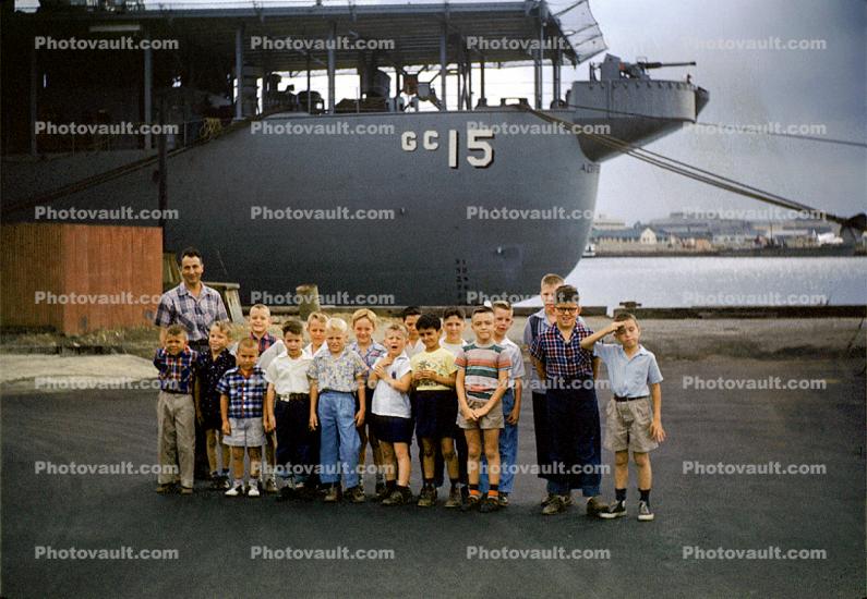 Group Portrait, Salute, Dock, GC15, GC-15, Ship, 1950s
