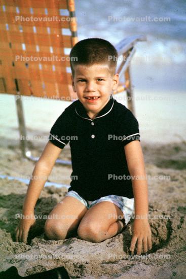 Boy, Sand, Beach, Florida, December 1962, 1960s