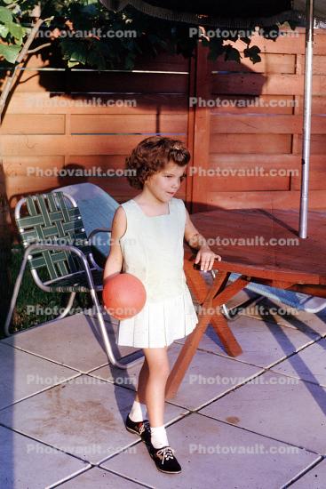 Girl, Ball, Backyard, August 1964, 1960s