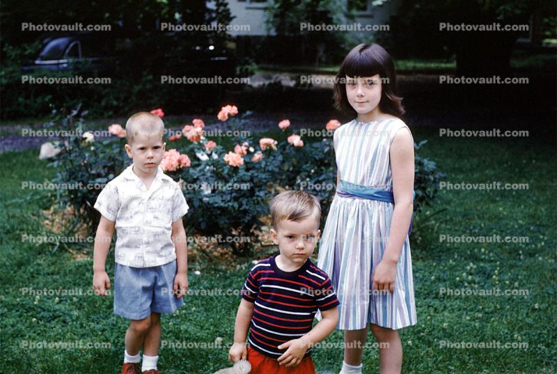 Sister, Brother, Backyard, 1960s