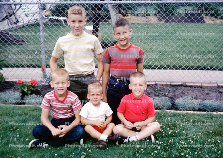 Group, Brothers, Friends, Backyard, 1960s