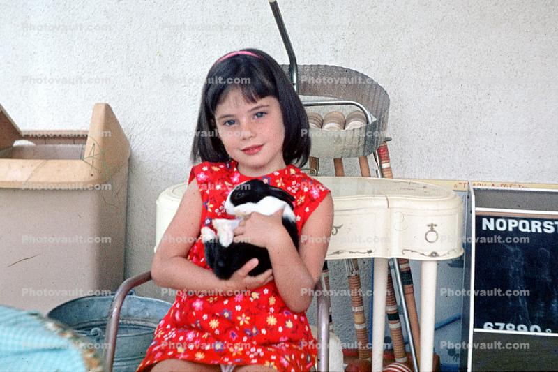 Girl and Bunny Rabbit, 1960s