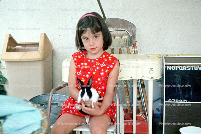 Girl and Bunny Rabbit, 1960s