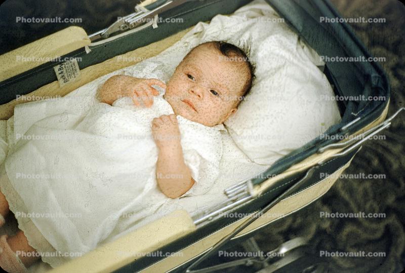 Baby in a Stroller, girl, dress, 1950s