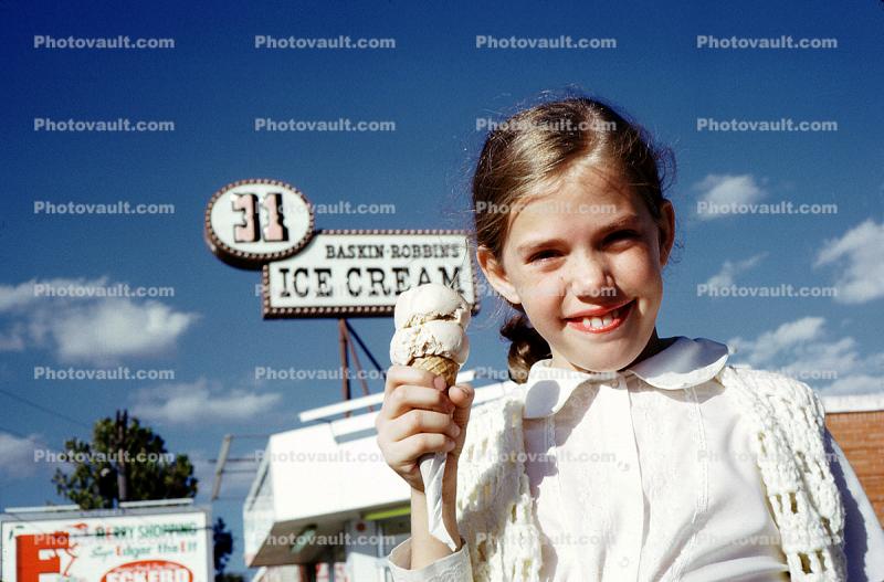 Girl with her Ice Cream Cone, Baskin Robbins, 1960s