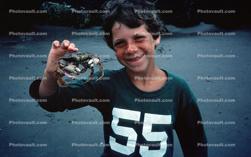 Boy with a Crab, Beach, freckles