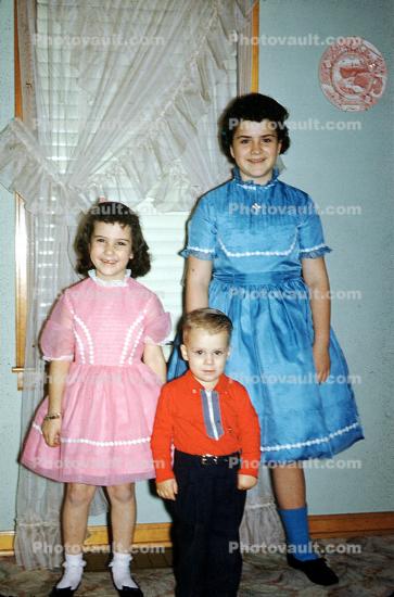 Decatur Illinois, Formal, boy, girl, dress, brother, sister, tween, December 1962, 1960s