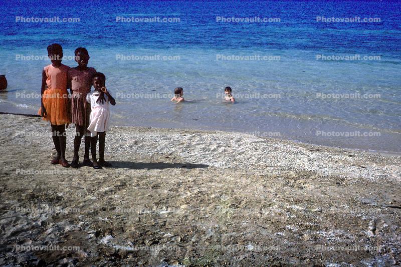 Girls on the Beach, Friends, Water, May 1966, 1960s, Cayman Islands