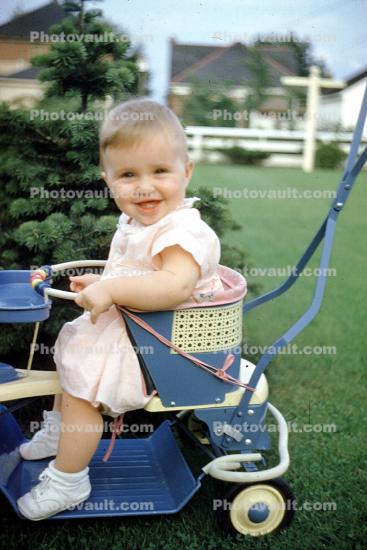 Toddler, Girl, stroller, 1950s