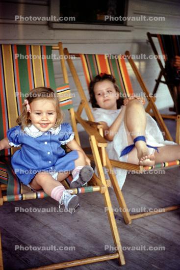 Sisters, Siblings, Chairs, 1950s