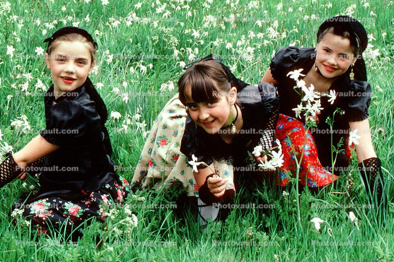 girls, native costume, Andorra, 1986, 1980s