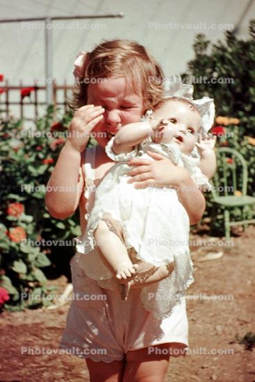Girl Crying, Doll, Toddler, 1950s