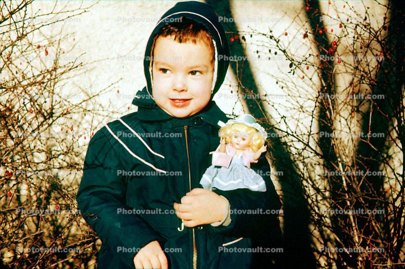 Girl, Jacket, Cold, Doll, Face, 1950s