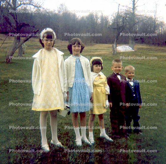 Sister, Brother, Siblings, Girl, Boy, Dress, Suit, Bowtie, Formal, Sweater, 1960s