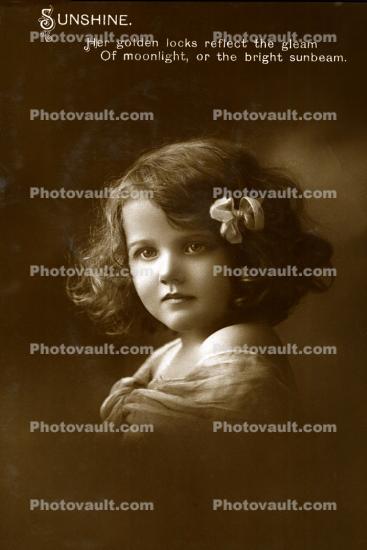 Cute Girl, Flowers, face, tween 1910's, RPPC