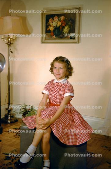 Girl Sitting for a Portrait, Cute, 1950s