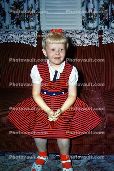Cute Girl in a Formal Dress, Smiles, 1950s