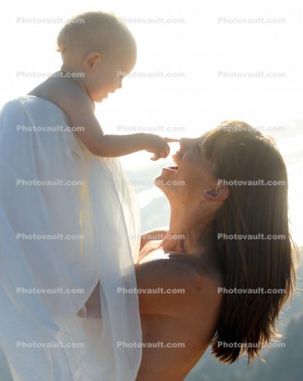 Mother and Child share a moment of Joy, Marin County, California