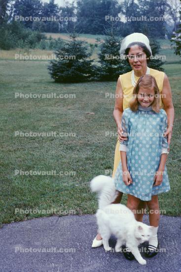 Mother with Daughter, cateye glasses, July 1967, 1960s
