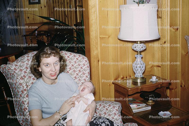 Lamp, Yawn, Yawning Baby, Infant, Tired, Sleepy, May 1959, 1950s