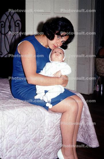 Baby, Newborn, Infant, Bed, Tender, Proud, Love, Loving, August 1966, 1960s