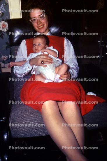 Baby, Toddler, Diaper, Legs, Smiles, Glasses, Knees, Infant, 1960s