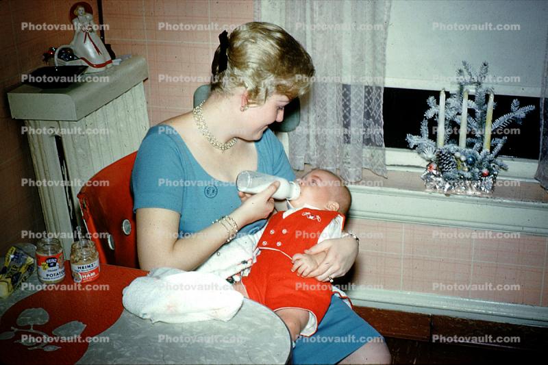 Baby, Bottle Feeding, Boy, Son, Toddler, Food, January 1962, 1960s