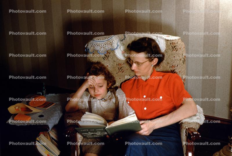 Mother and Daughter Reading, book, 1940s