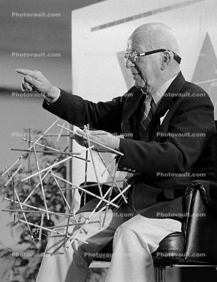 Being With Bucky Day, pointing, tensegrity sphere