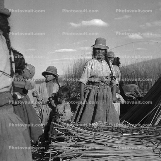 Uros Woman, Reed Boats, Lake Titicaca, Totora Reeds