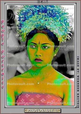 Psychedelic Colors, woman, flowers, Ubud, Bali