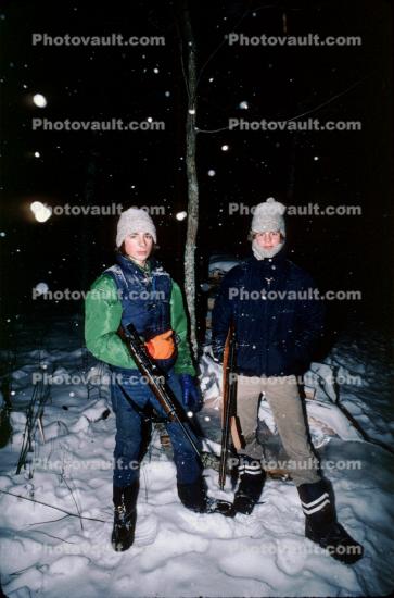 Guerdon Trueblood Jr. in the snow, guns, hunting, Washington Island, Wisconsin