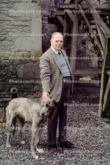 Man, Male, Irish Wolf Hound, CoClare Ireland, Bunratty Castle, 1964, 1960s