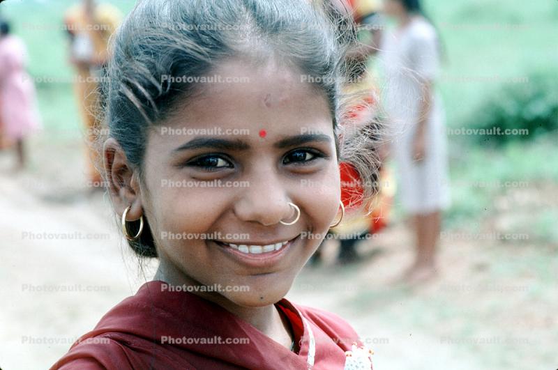 Woman, Girl, Smiles, Sari, Nose Ring, Teeth, Gujarat