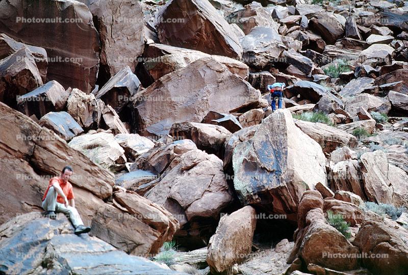 rocks, stone, boulders, Colorado River, raft trip