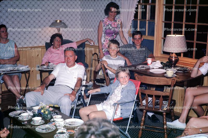 Family, Group, Dinner, Dad, Sons, Daughters, Mom, 1960s