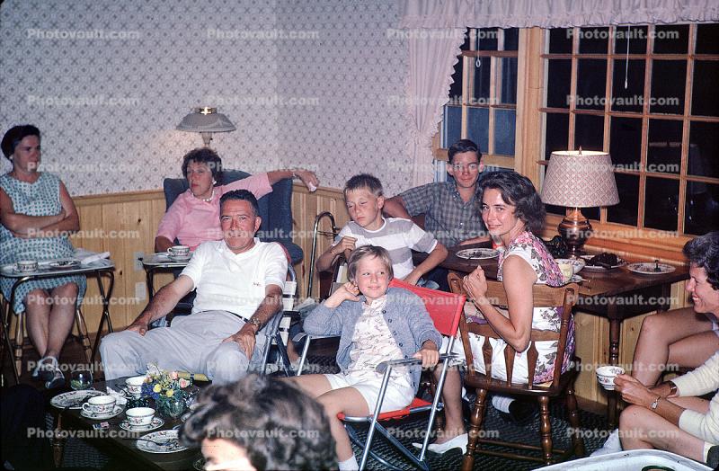 Family, Group, Dinner, Dad, Sons, Daughters, Mom, 1960s
