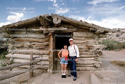 man, woman, log cabin, Utah