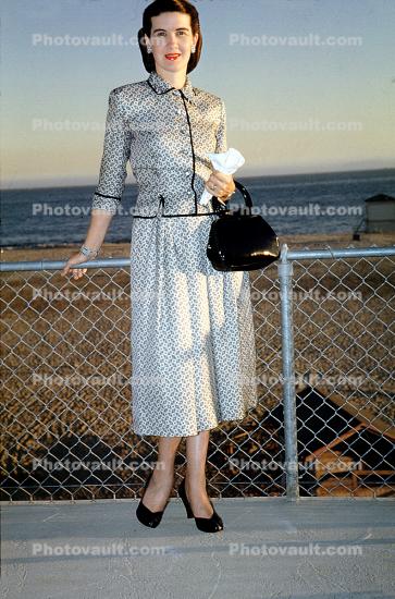 Woman, Purse, Dress, Dressy, 1950s